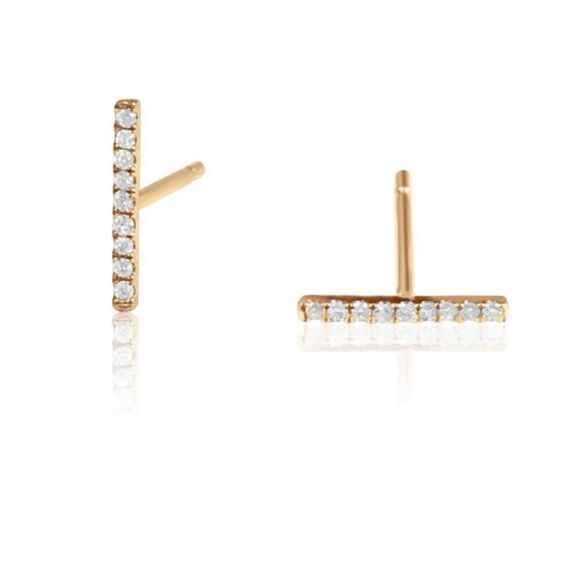 diamond bar earrings - Picture 2 of 6